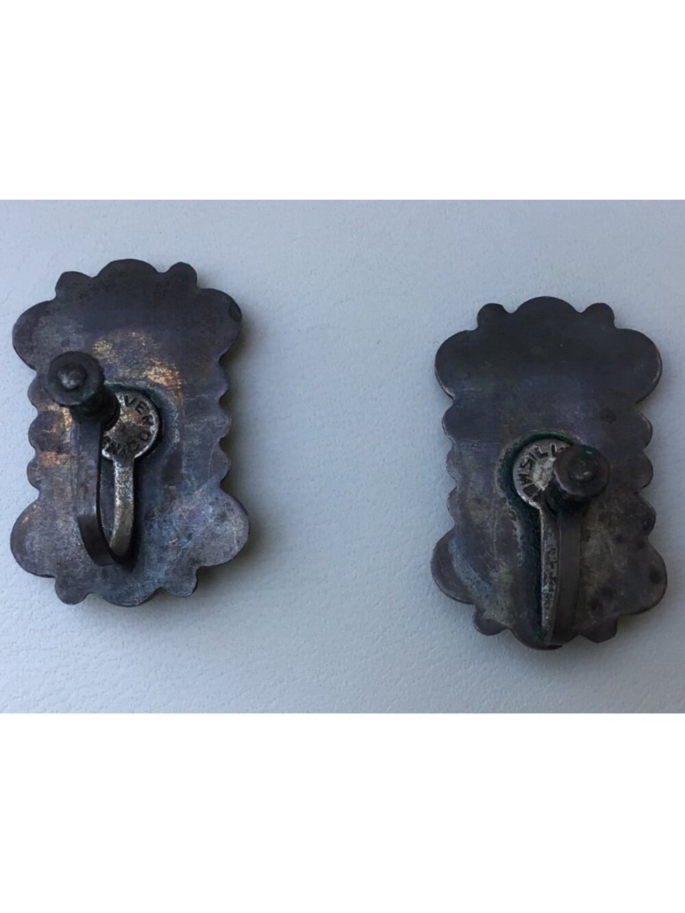 Vintage Mexican Sterling Silver Clip-On Earrings With Carved Tribal Mask Design - Picture 3 of 7